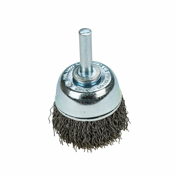 Forney Command PRO Cup Brush Crimped, 1-1/2 in x .014 in x 1/4 in Shank 60004